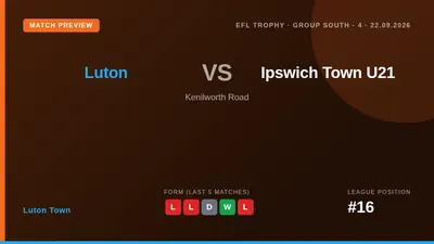 Luton Town look to build momentum in the EFL Trophy against Ipswich Town's U21 side after a difficult run of league form...